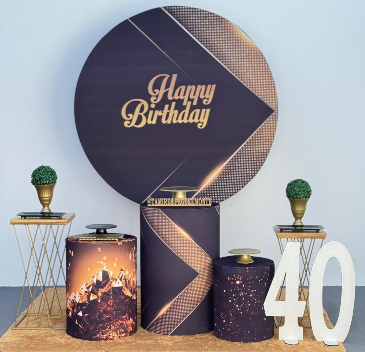 Happy Birthday Preto C/ Dourado - Kit 2 - tamirespegueemonte