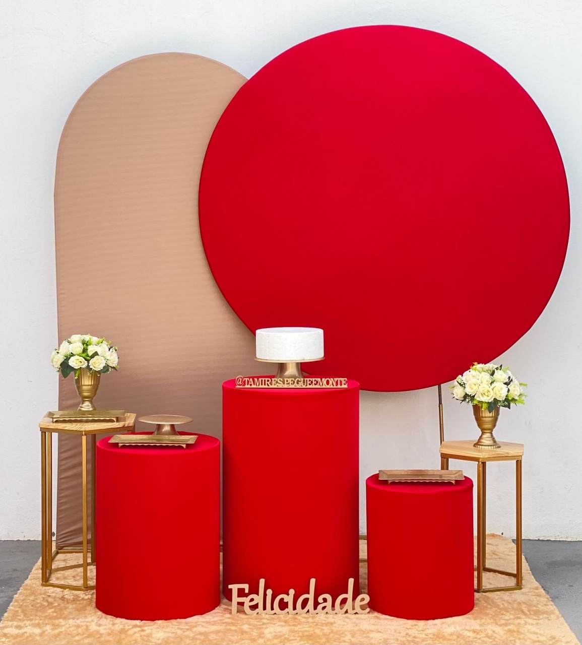 Vermelho Liso - Kit 3 (Romano Bege) - tamirespegueemonte