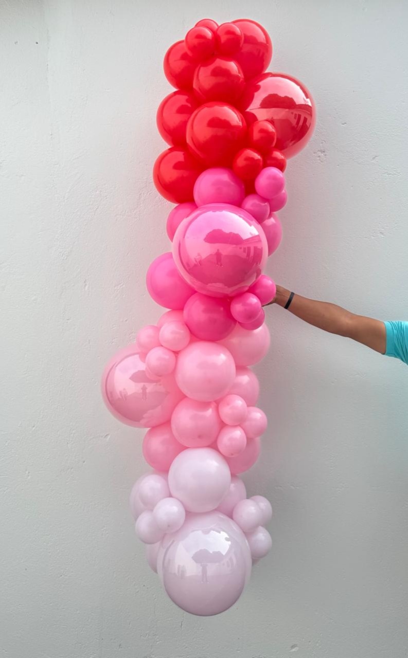 Arco de Balão Em Blocos -Vermelho,Rosa Forte,Rosa Baby,Rosa Candy-Moranguinho - tamirespegueemonte
