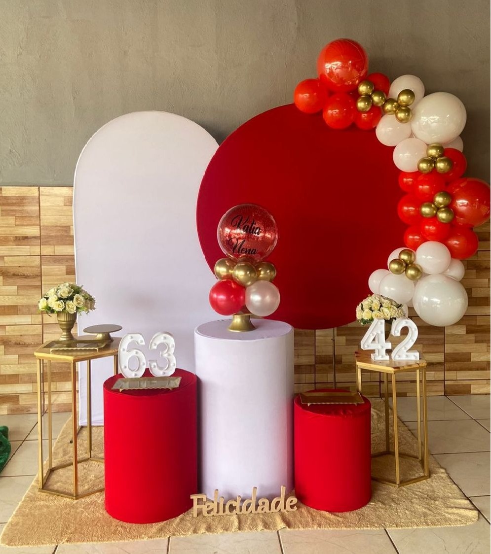 Vermelho Liso Com Branco  - Kit 3   - tamirespegueemonte