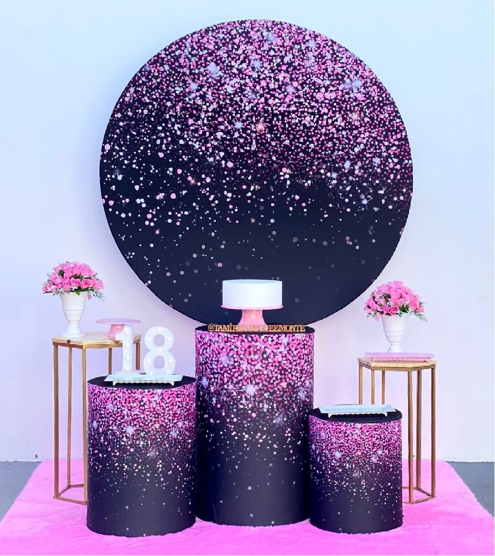 Preto Efeito Glitter Rosa - Kit 2 - tamirespegueemonte