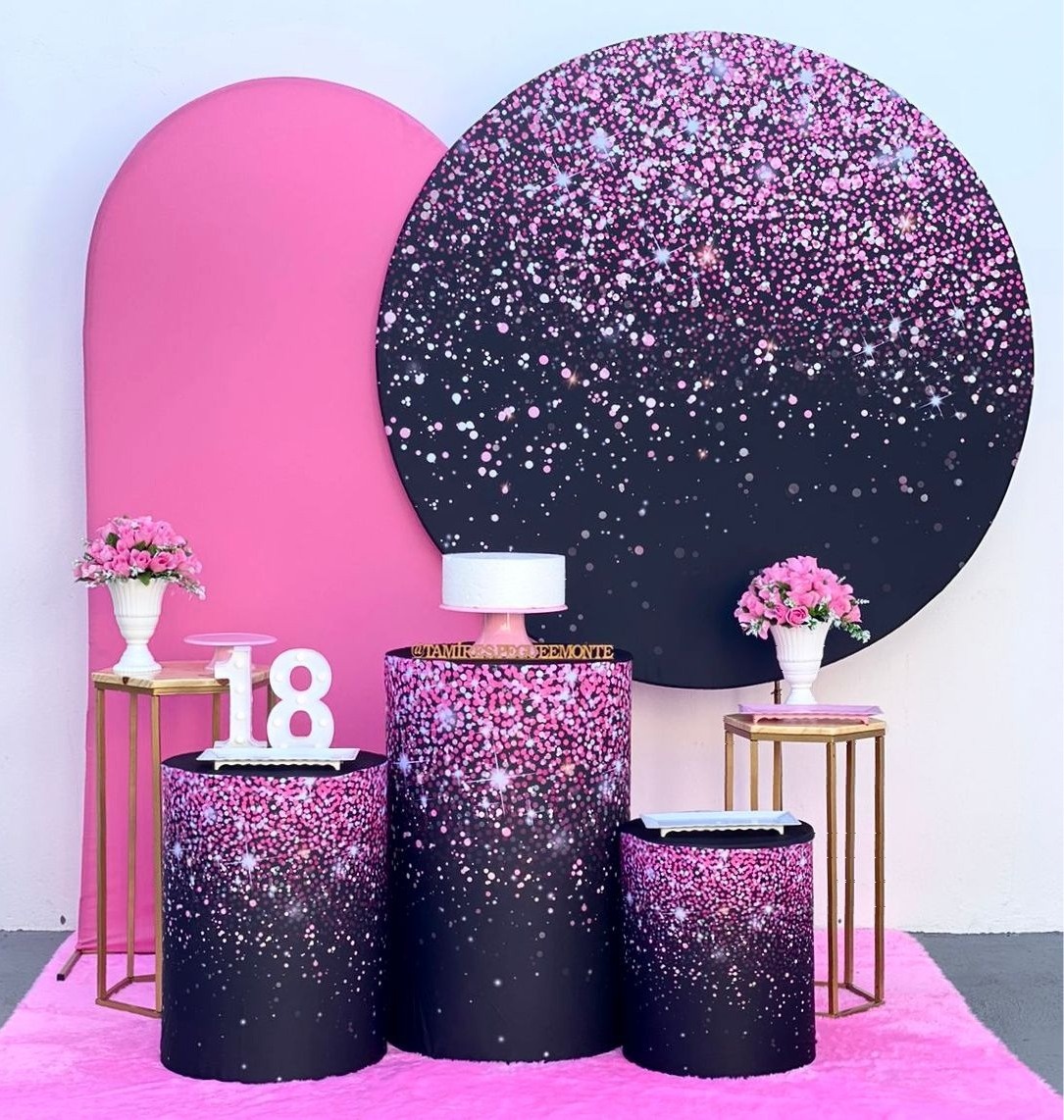 Preto Efeito Glitter Rosa - Kit 3  - tamirespegueemonte