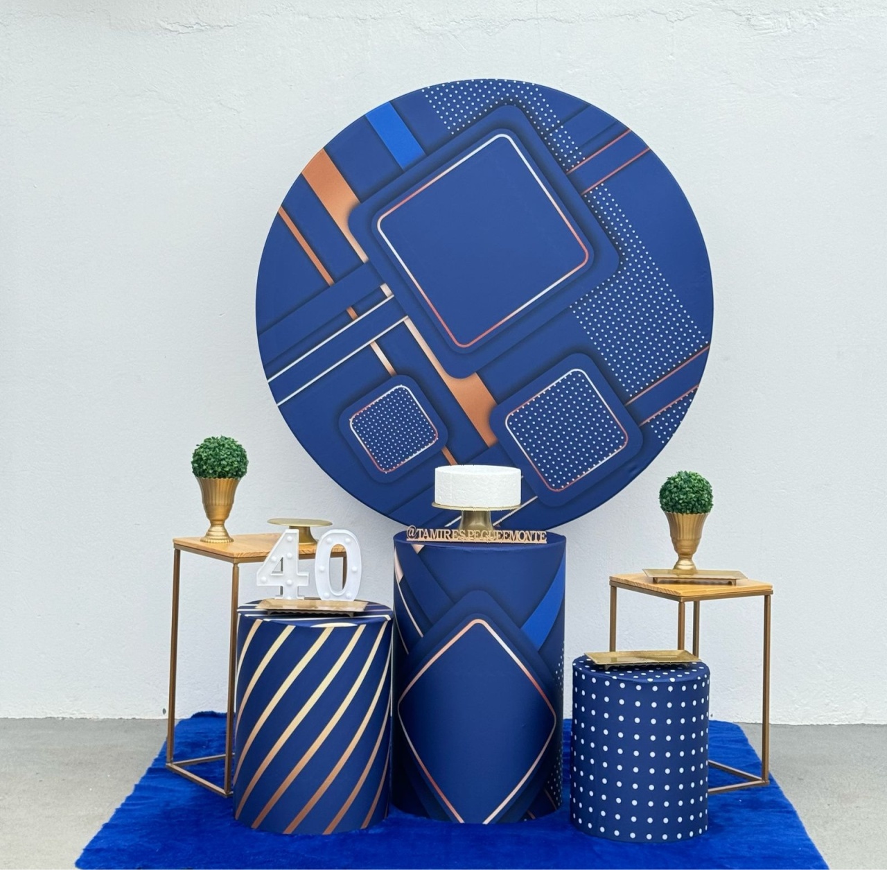 Azul Geométrico Dourado - Kit 2  - tamirespegueemonte