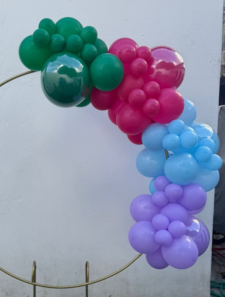 Arco de Balão Blocos -Verde,Rosa Pink,Azul Claro,Lilás-Dora Aventureira  - tamirespegueemonte