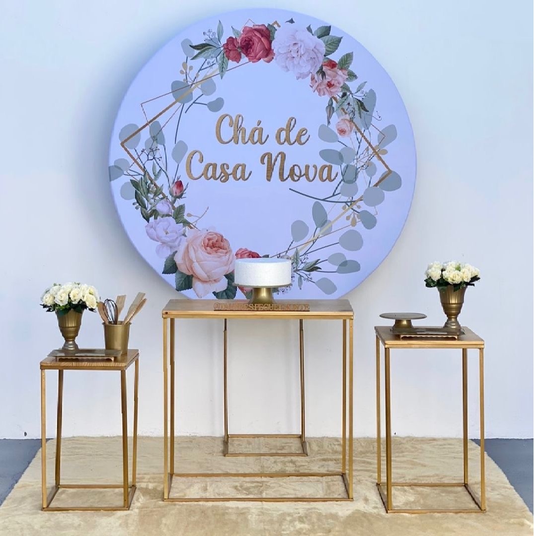 Chá  de Casa Nova Dourada Kit 1 Mesinhas  - tamirespegueemonte