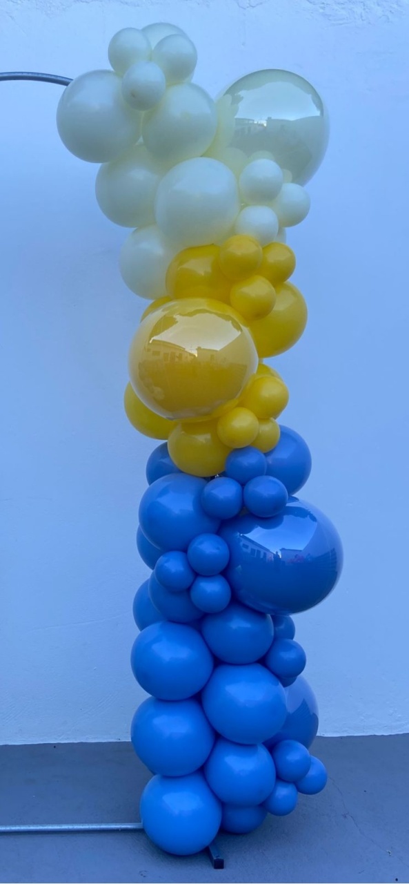 Arco de Ballões Blocos ( 2 Blocos Azul Índigo, Amarelo , Amarelo Candy) - tamirespegueemonte