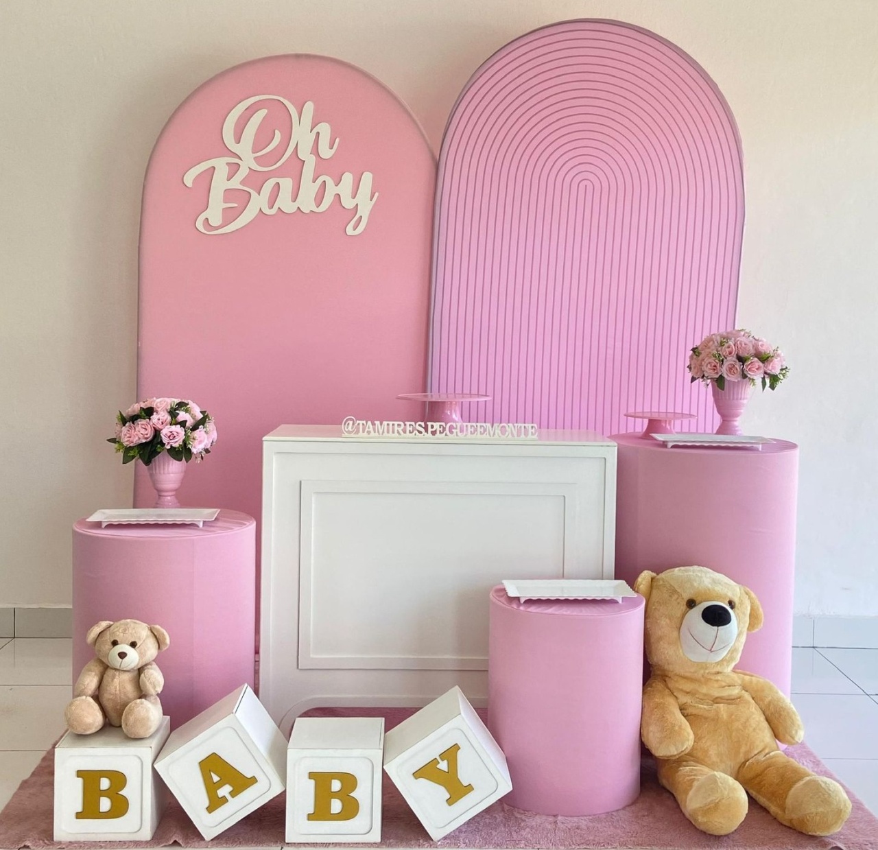 Chá de Bebê Romano Rosa Kit 3 - tamirespegueemonte