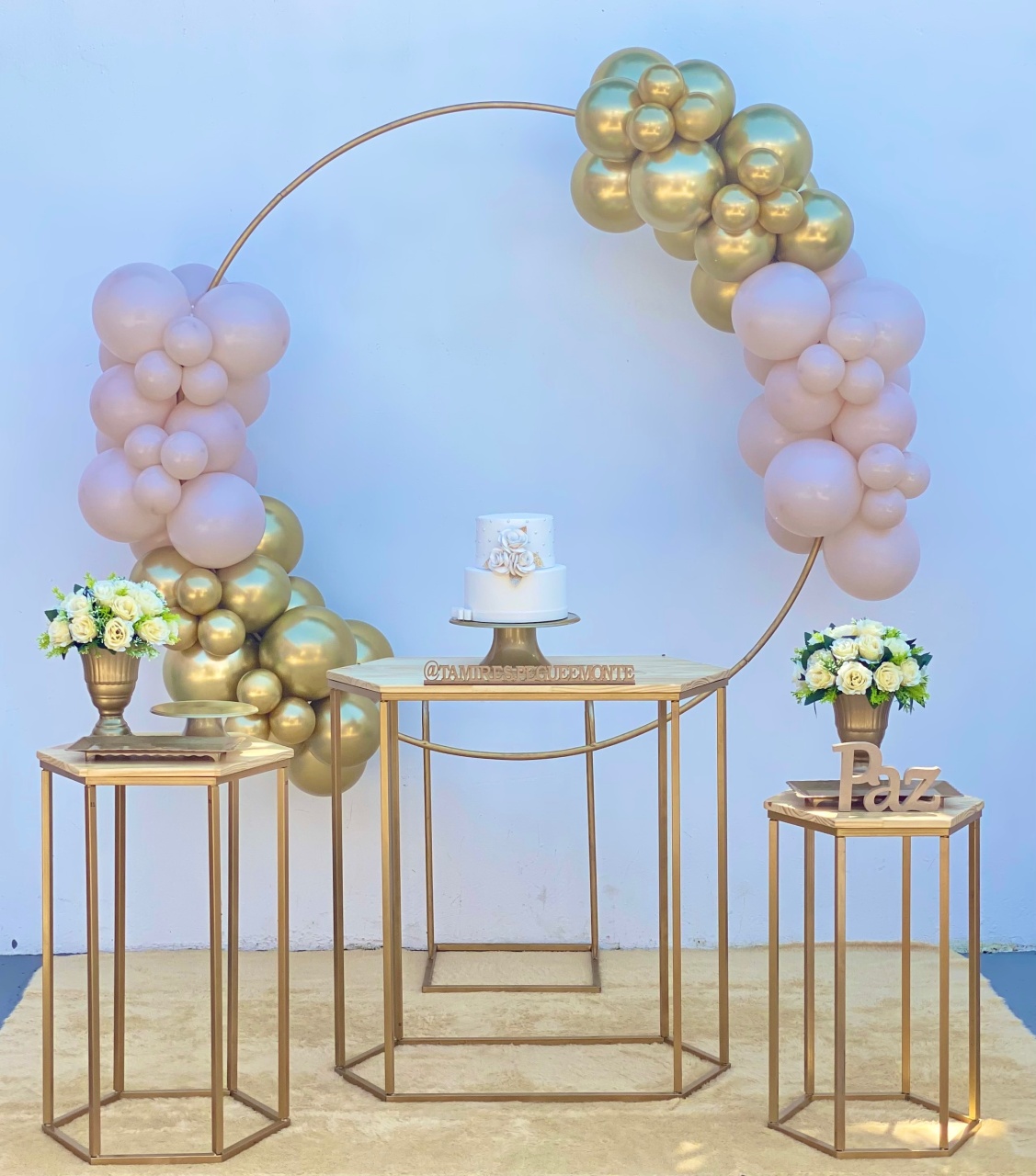 Arco Duplo Nude Com Dourado - Kit 1 - tamirespegueemonte