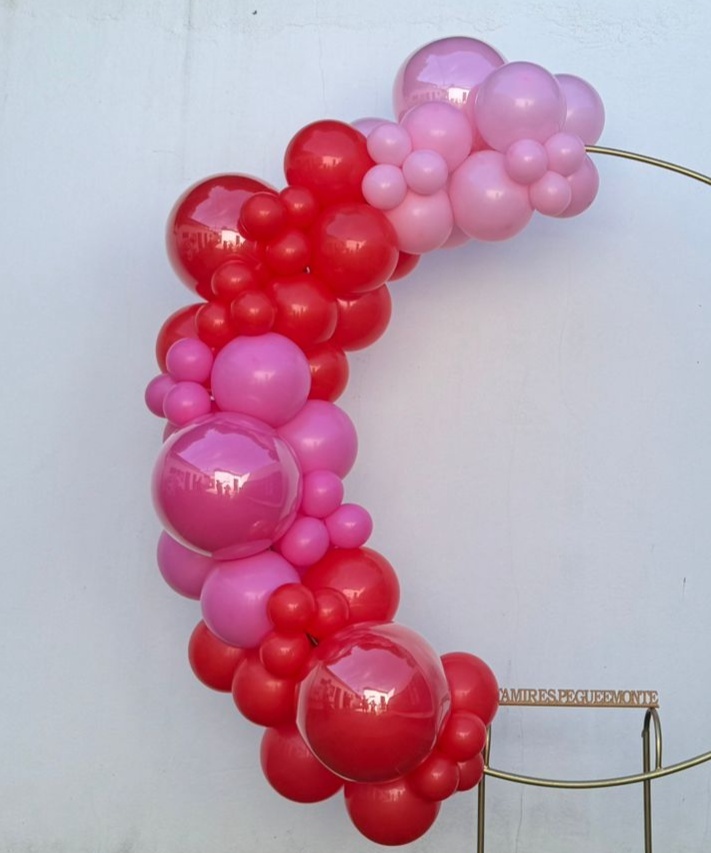 Arco de Balão Blocos -Vermelho,Rosa Forte,Vermelho,Rosa Baby-Hello Kit  - tamirespegueemonte