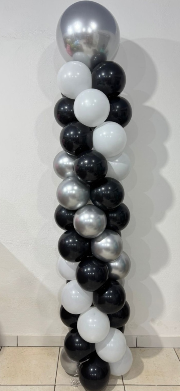 Balão Portal Espiral Com Bubble 2M- Preto,Branco,Prata  - tamirespegueemonte