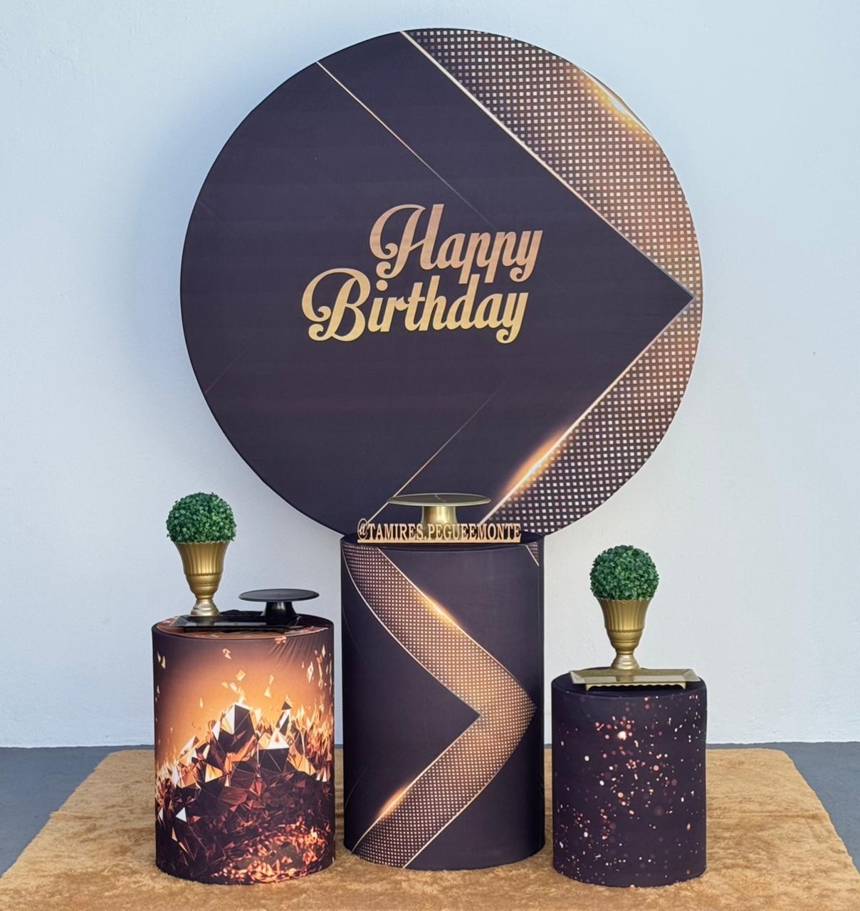 Happy Birthday Preto C/ Dourado - Kit 1 - tamirespegueemonte