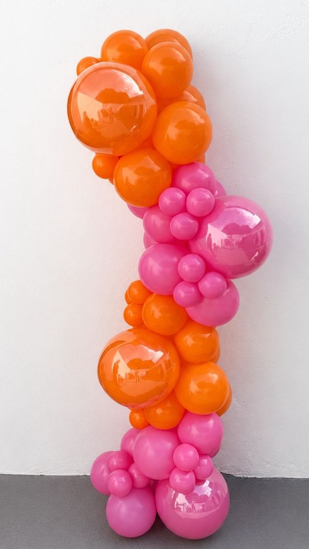 Arco de Balão Em Blocos ( Rosa Forte E Laranja )-Romano Adulto Rosa Pink E Laranja - tamirespegueemonte