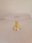 Boleira 23X14 Transparente/ Imita Vidro  Pé Dourado  - imagem 1