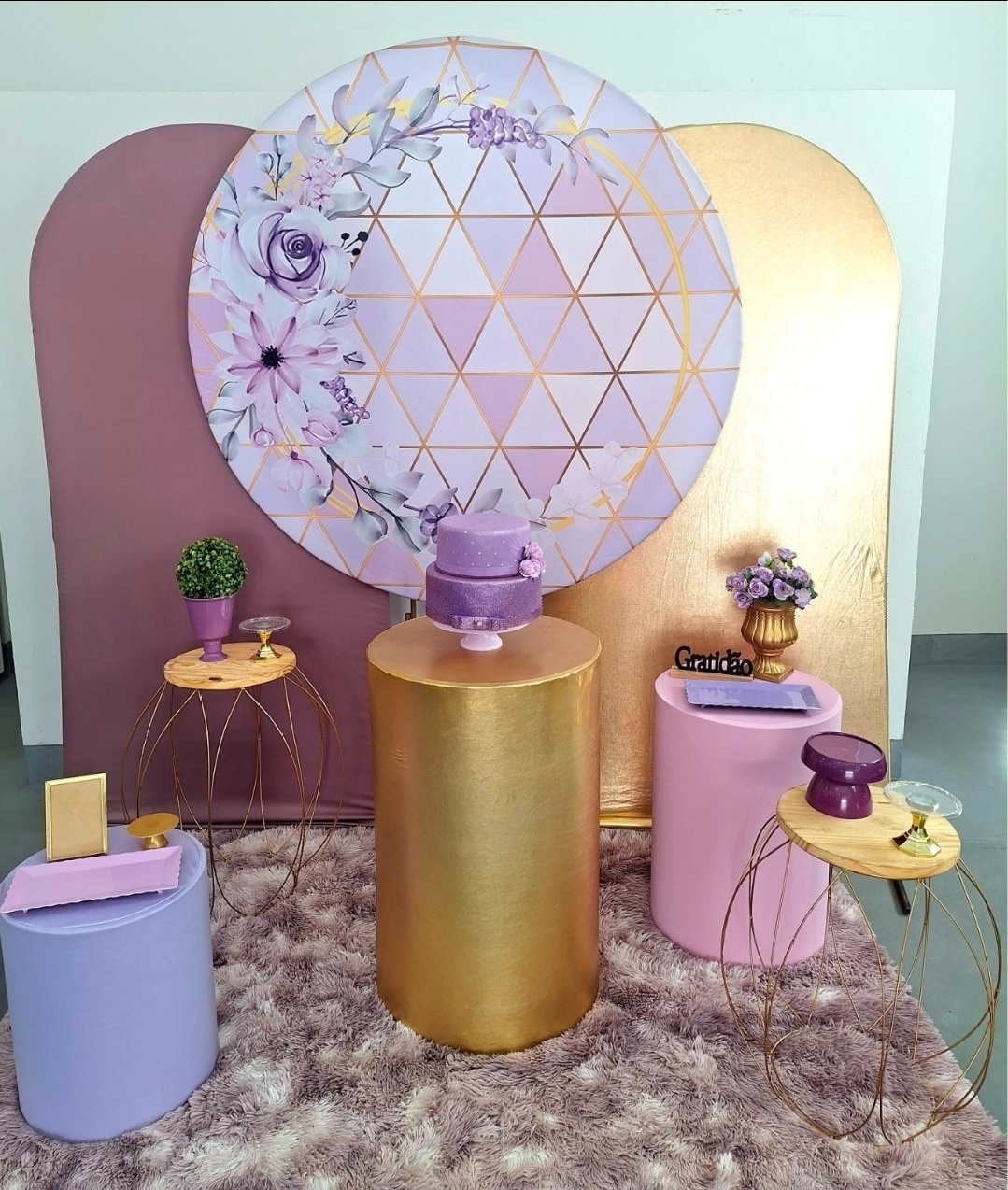 Kit Lilás Dourado (Floral) - feste_se_peguemonte