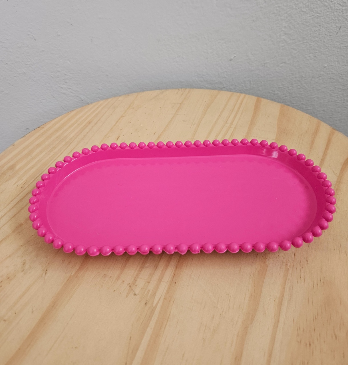 Bandeja Oval Bolinha Pink  - feste_se_peguemonte