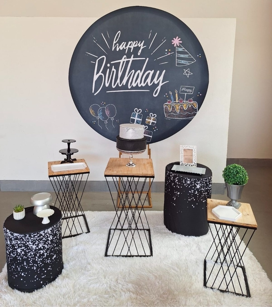 Kit Happy Birthday (Preto E Prata) - feste_se_peguemonte
