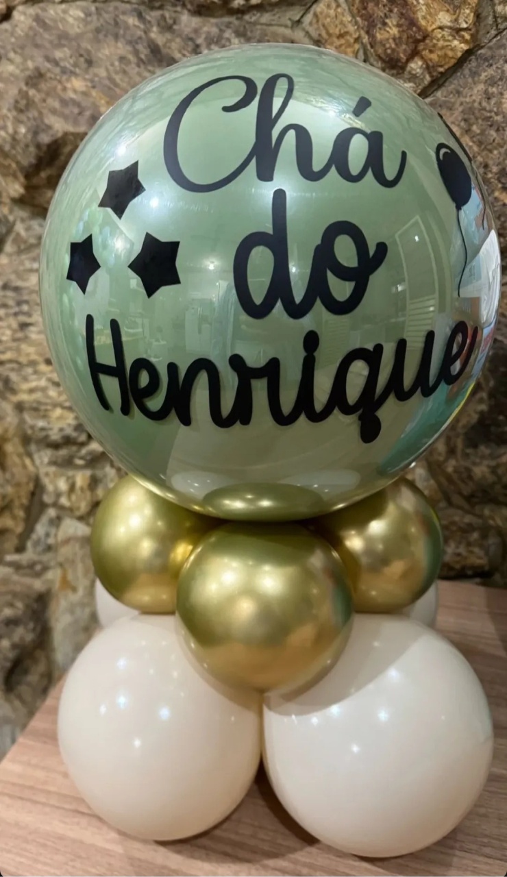Bublle Chá Revelação, Chá de Bebê (Arranjo de Bexiga Personalizado) - feste_se_peguemonte