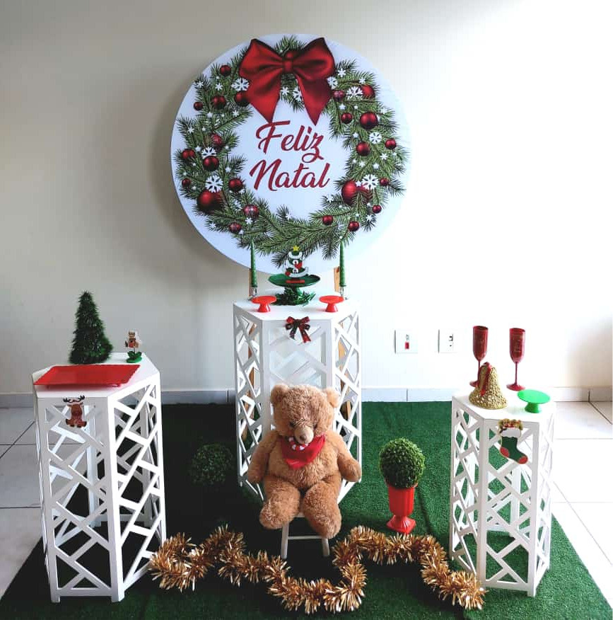 Kit Feliz Natal Branco E Vermelho  - feste_se_peguemonte