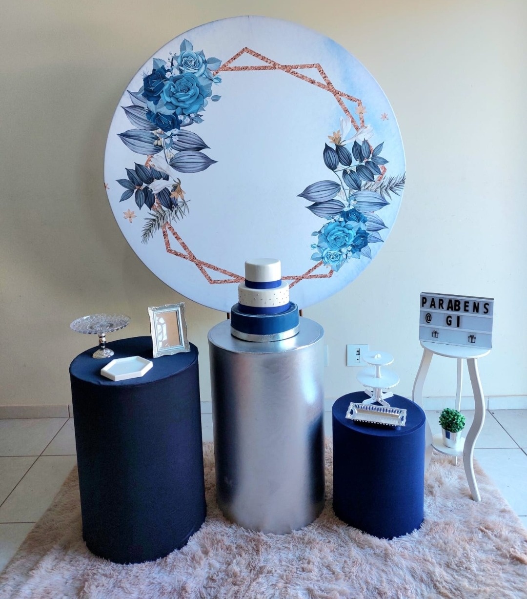 Kit Azul E Prata (Floral) - feste_se_peguemonte