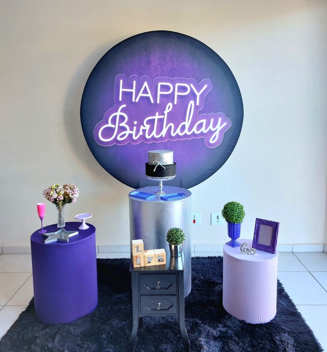 Kit Happy Birthday Neon Roxo - feste_se_peguemonte