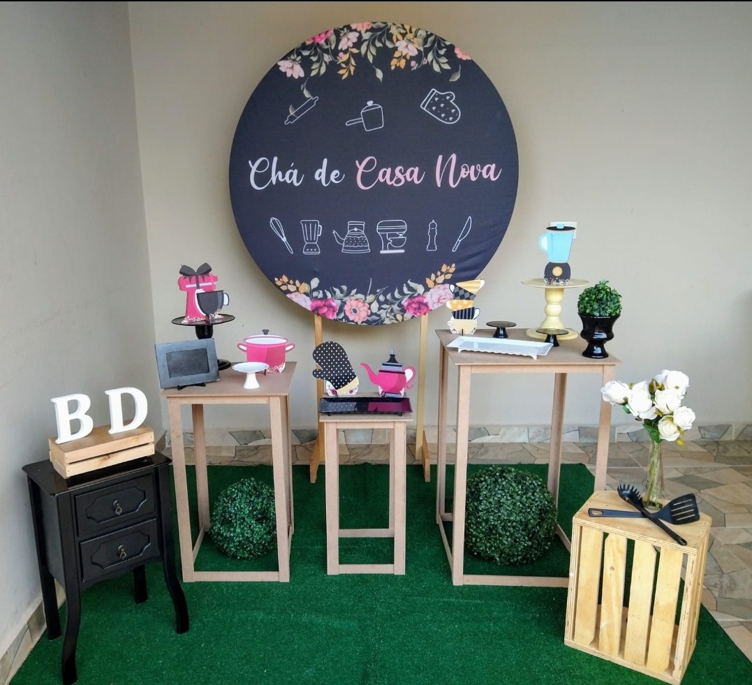 Kit Chá de Casa Nova Preto (Open House, Cozinha, Panela) - feste_se_peguemonte