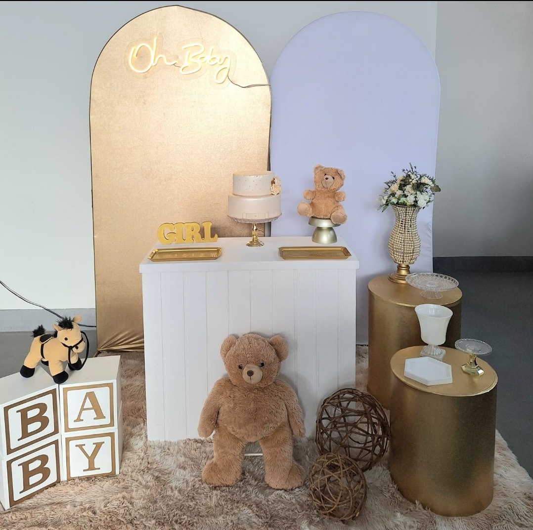 Kit Chá Revelação Ursos Dourado - feste_se_peguemonte