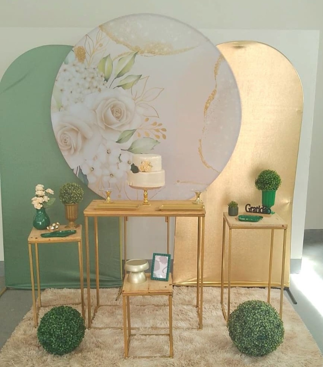 Kit Floral Verde E Dourado - feste_se_peguemonte