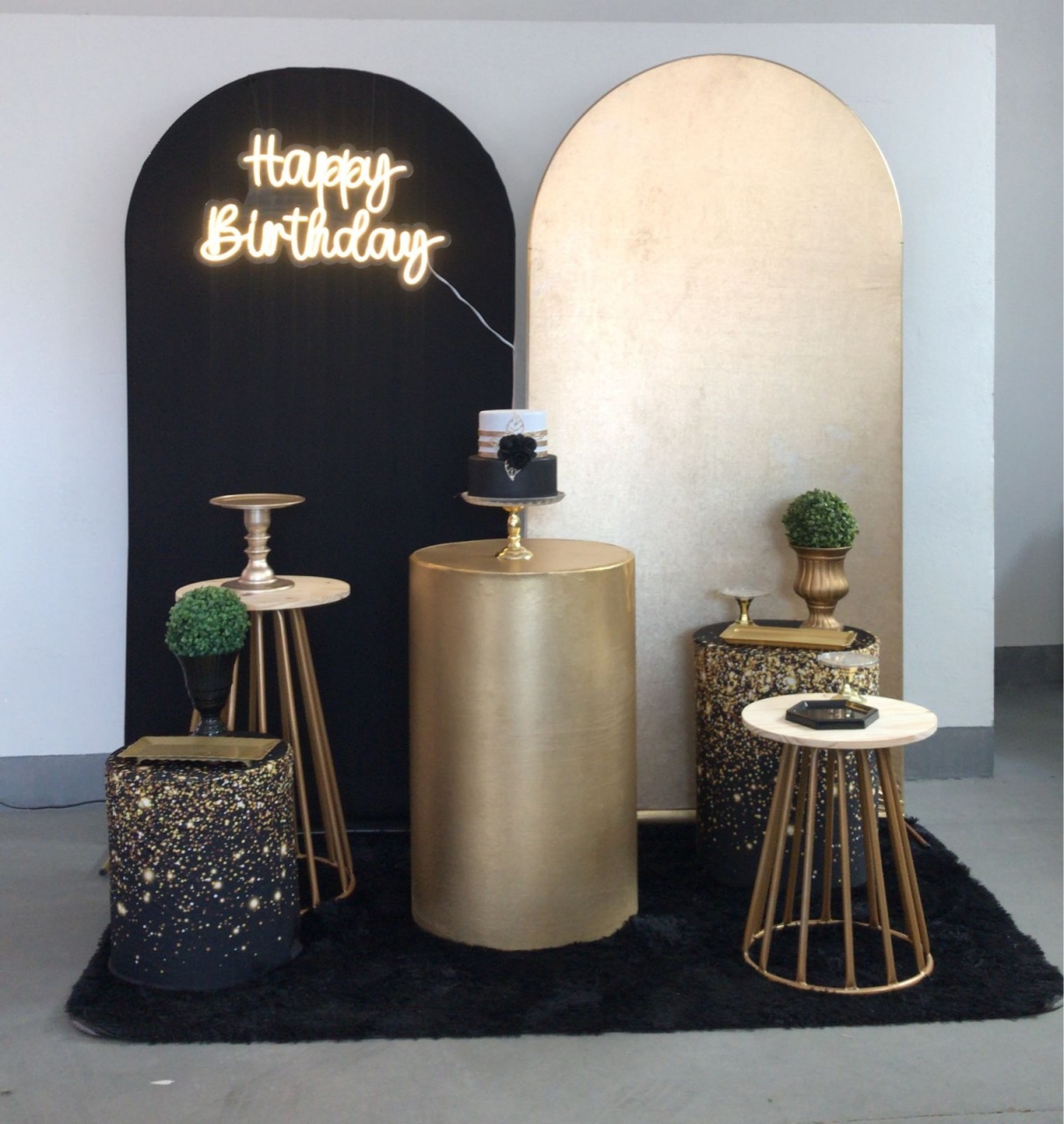 Kit Happy Birthday Preto E Dourado - feste_se_peguemonte