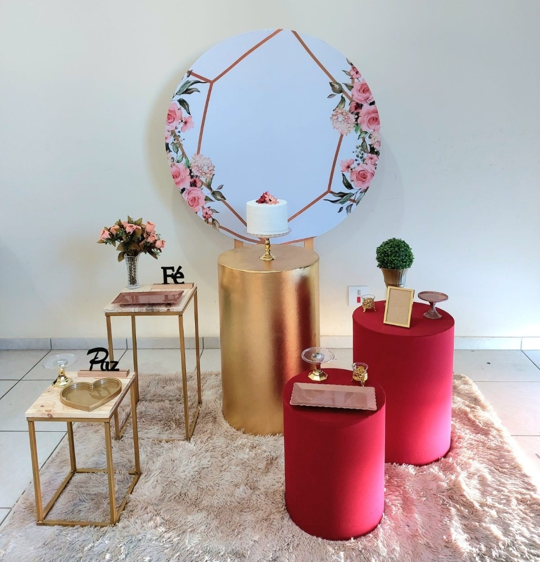 Kit Dourado E Vermelho (Floral) - feste_se_peguemonte