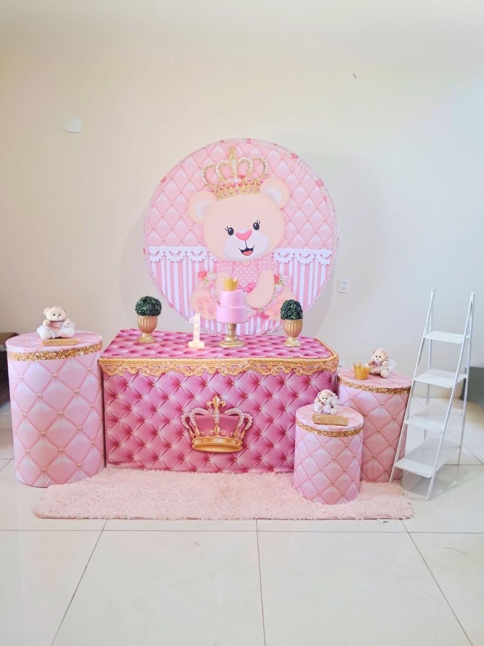 Kit Princesa Ursa Rosa - Luxo - comdecoracaofestas