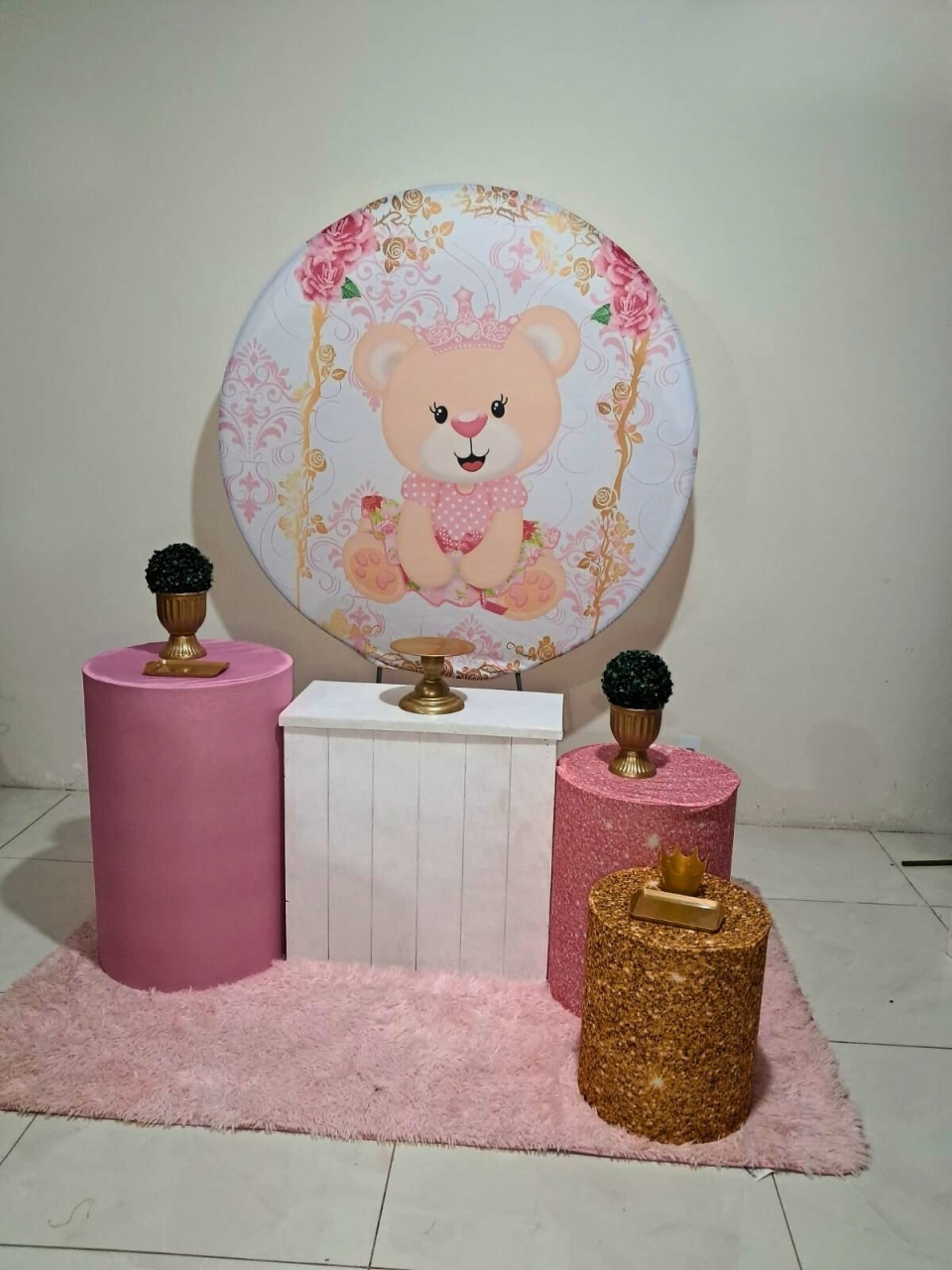 Kit Ursa Rosa Balanço- Essencial - comdecoracaofestas
