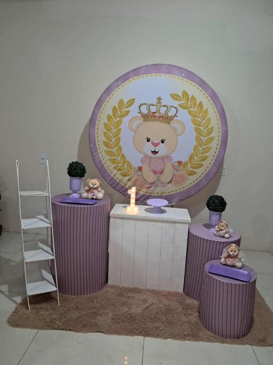 Kit Princesa Ursa Lilás - Luxo - comdecoracaofestas