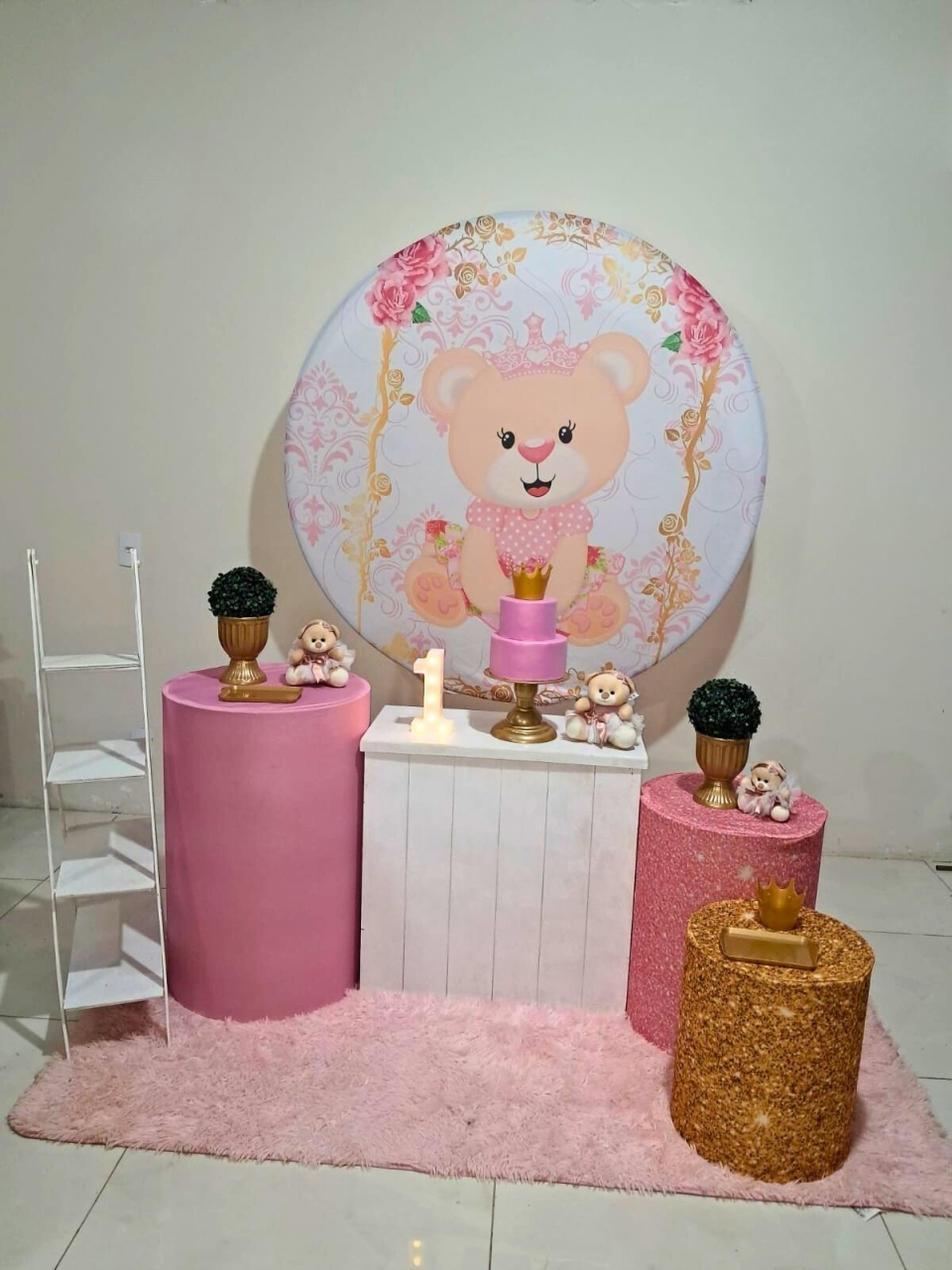 Kit Ursa Rosa Balanço - Luxo - comdecoracaofestas
