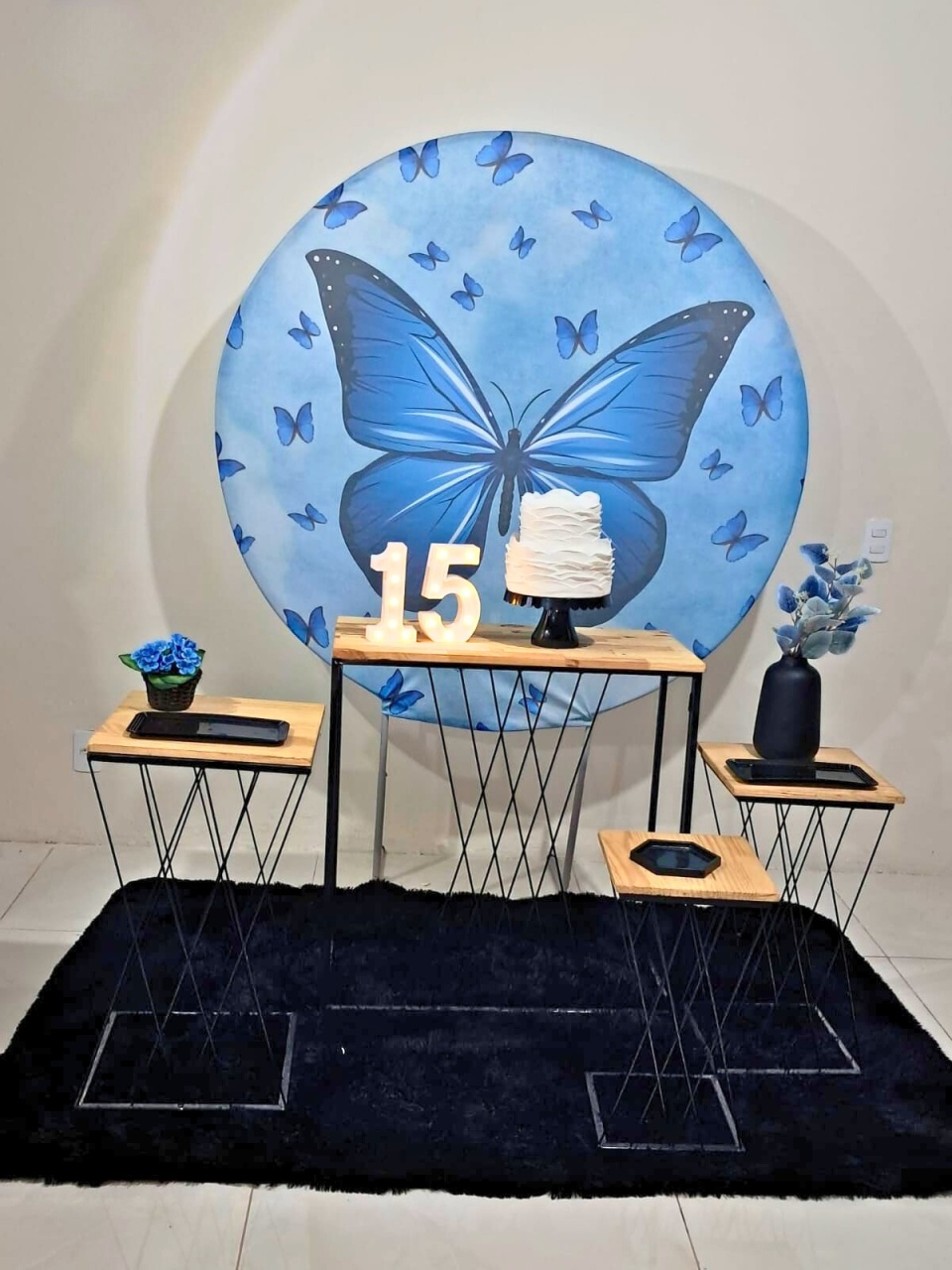 Kit Borboleta Azul - Metal - Luxo - comdecoracaofestas