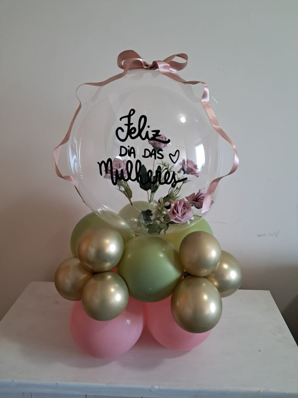 Box Balão Com Flor - comdecoracaofestas