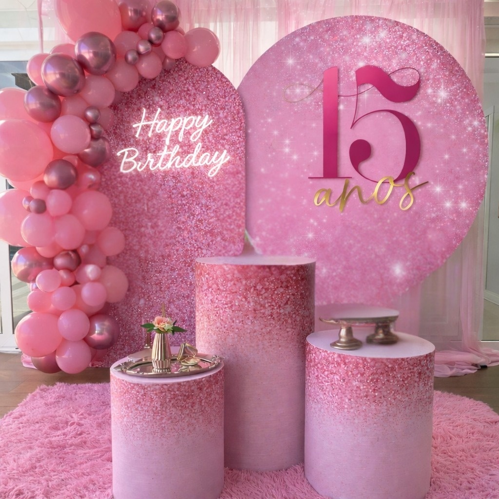 Kit 15 Anos Rosa Pink - Luxo - comdecoracaofestas