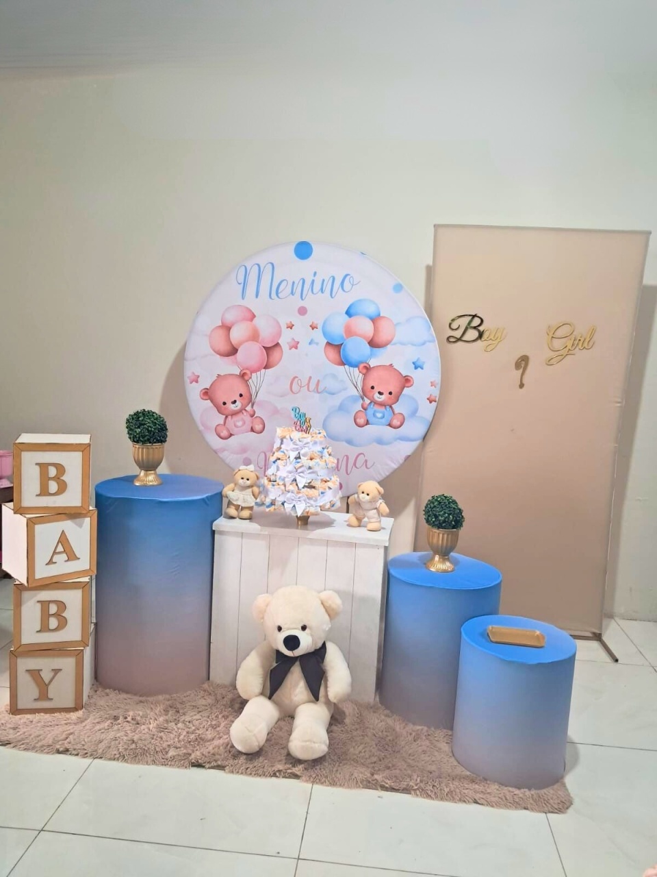 Kit Chá Revelação Casal de Ursos - Luxo - comdecoracaofestas