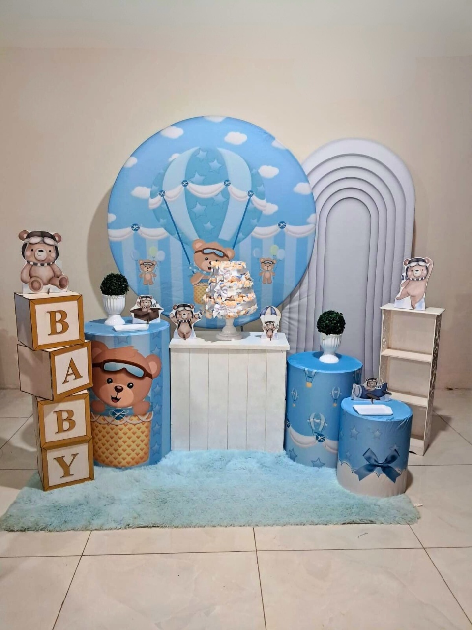 Kit Urso Balão Azul - Luxo - comdecoracaofestas