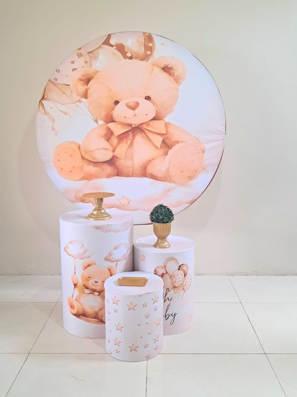 Kit Urso Bege- Básico  - comdecoracaofestas