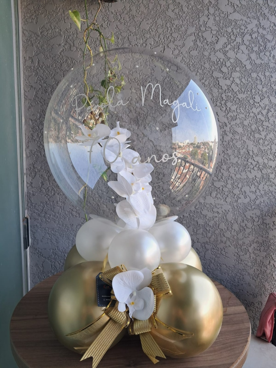 Balão Com Orquidea - comdecoracaofestas