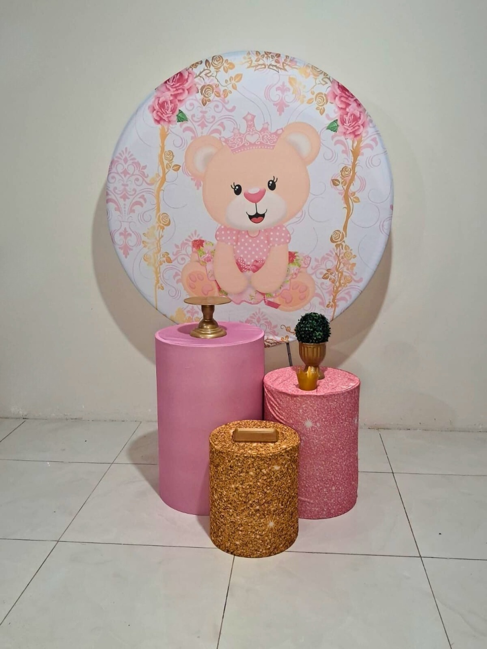 Kit Ursa Rosa Balanço - Basico - comdecoracaofestas