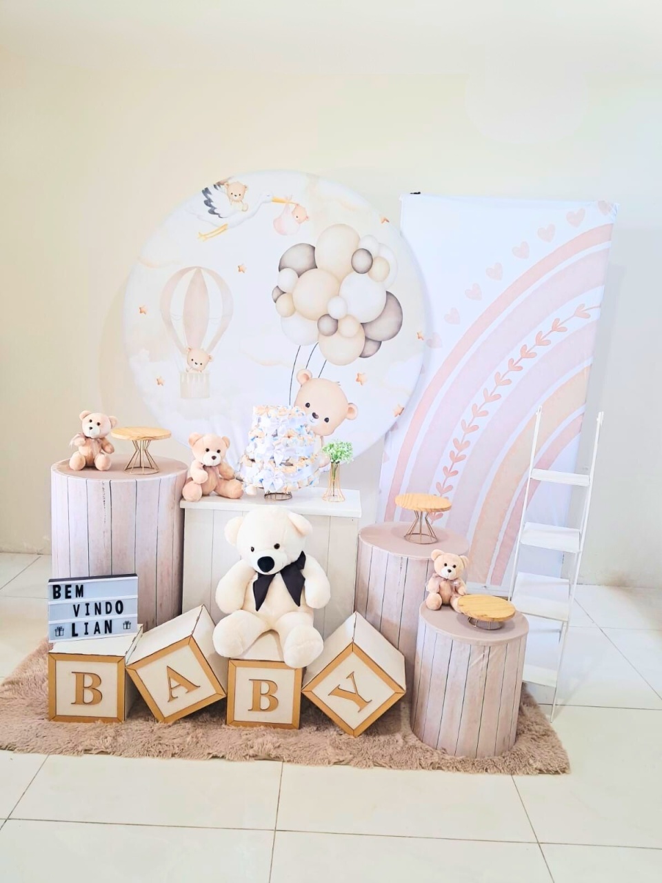 Kit Urso Balão Bege - Luxo - comdecoracaofestas