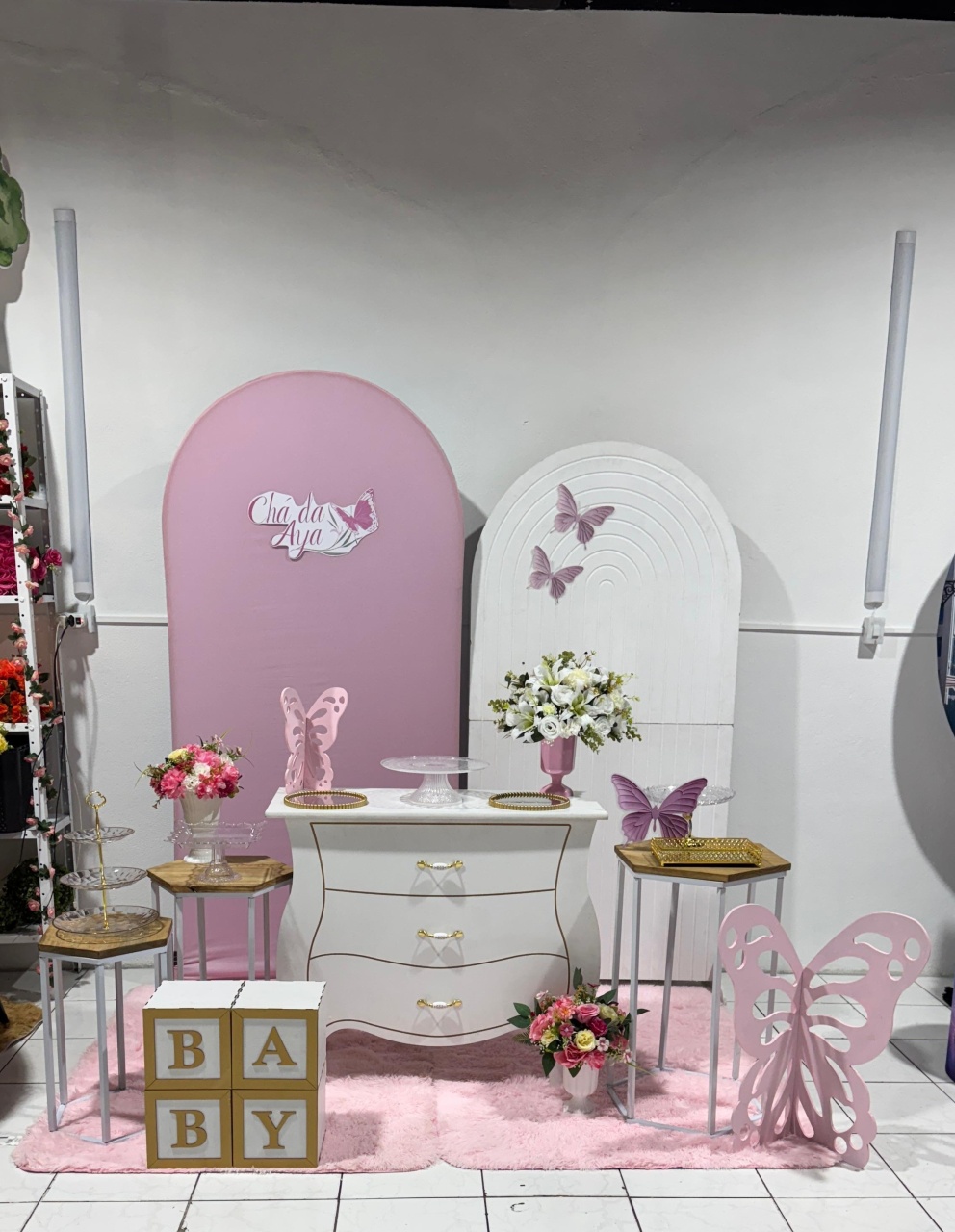 Festa Chá de Bebê Rosa Borboletas  - Thaís Rodrigues Severiano Laginestra