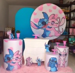 Tema Stitch E Angel. Rosa Bebê E Azul. - imagem 3