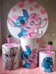 Tema Stitch E Angel. Rosa Bebê E Azul. - imagem 1