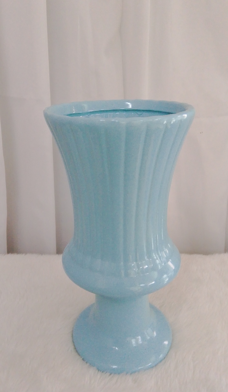 Vaso Cerâmica Alto Azul Bebê - Três Marias Festas