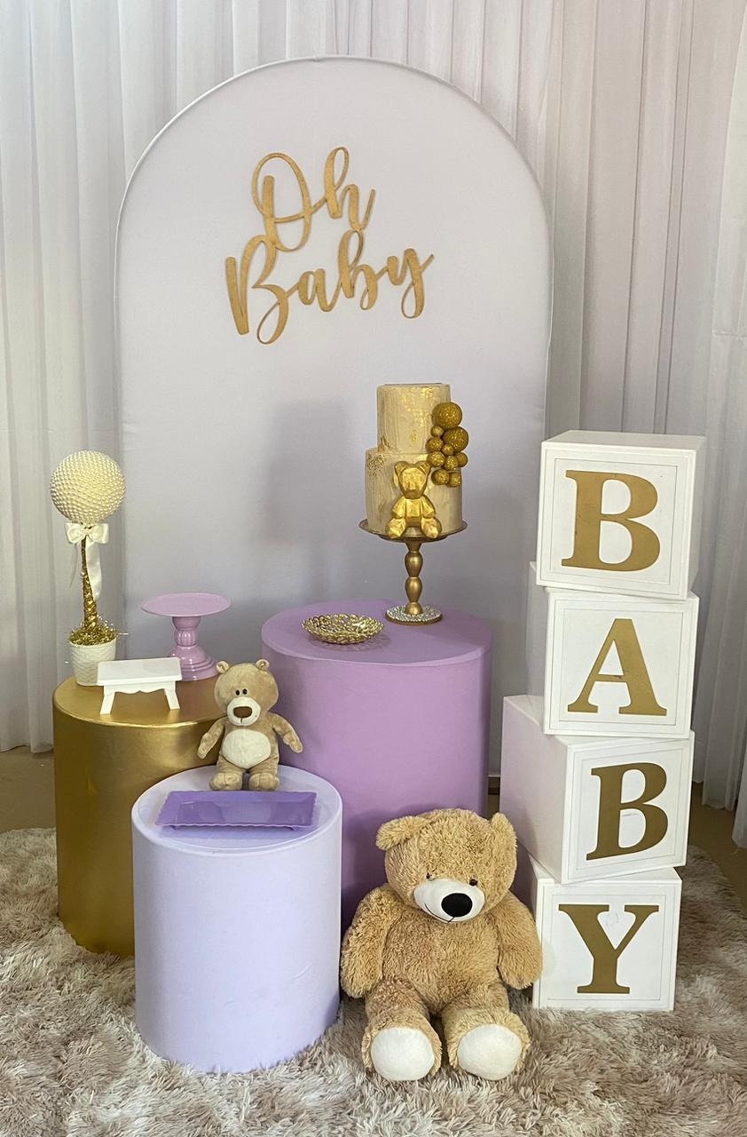Oh Baby Pirulito Branco Com Dourado E Lilás - Três Marias Festas