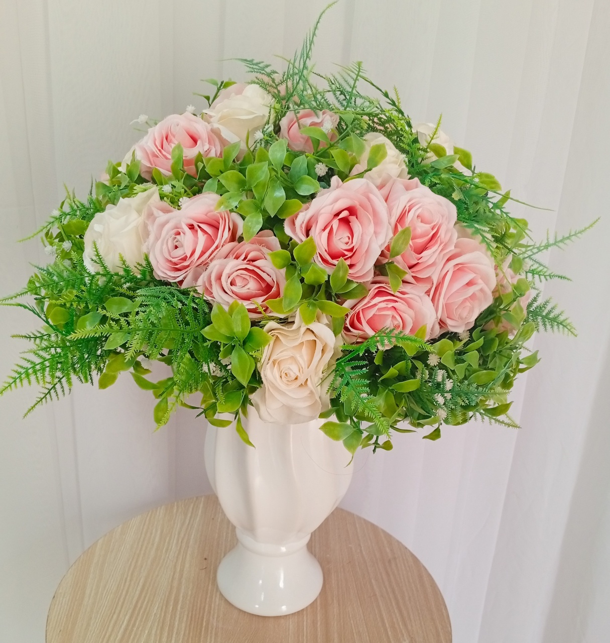 Arranjo Floral Permanente Flores Brando E Rosa Bb - Três Marias Festas