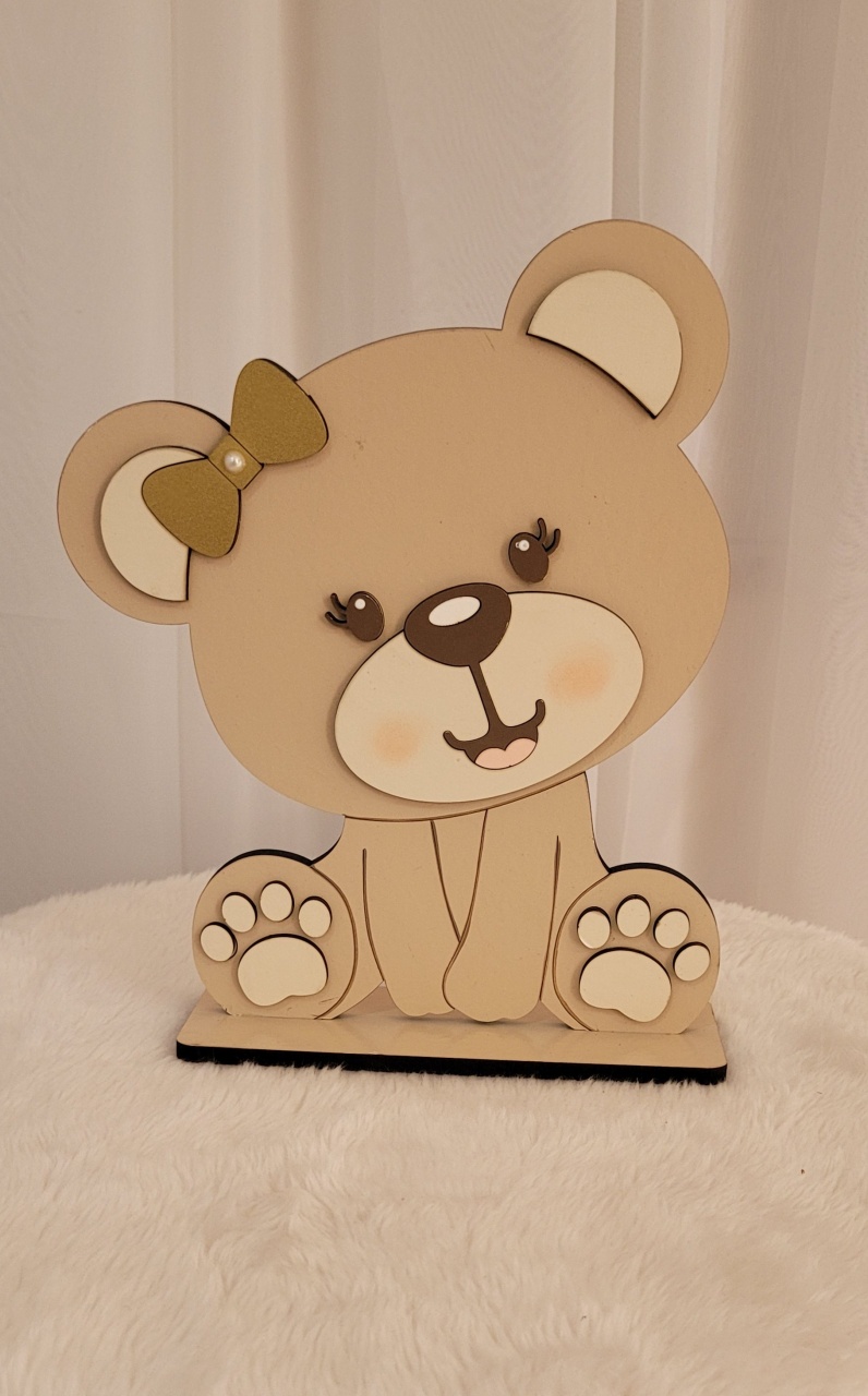 Display Mdf 3D Urso Baby Sentado  - Três Marias Festas