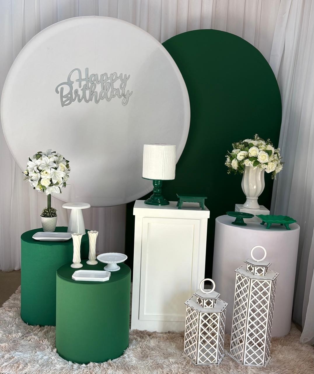 Happy Branco E Verde Escuro (Mod 1) - Três Marias Festas